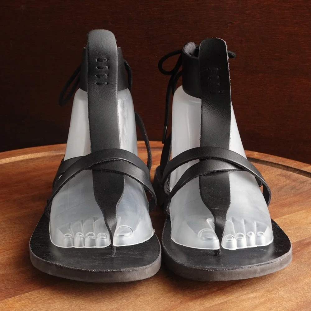 Free People Sandals WMS SZ EU 38.5 US 8 BLK Vacation Day Wrap Boho Resort Shoes - Picture 3 of 15